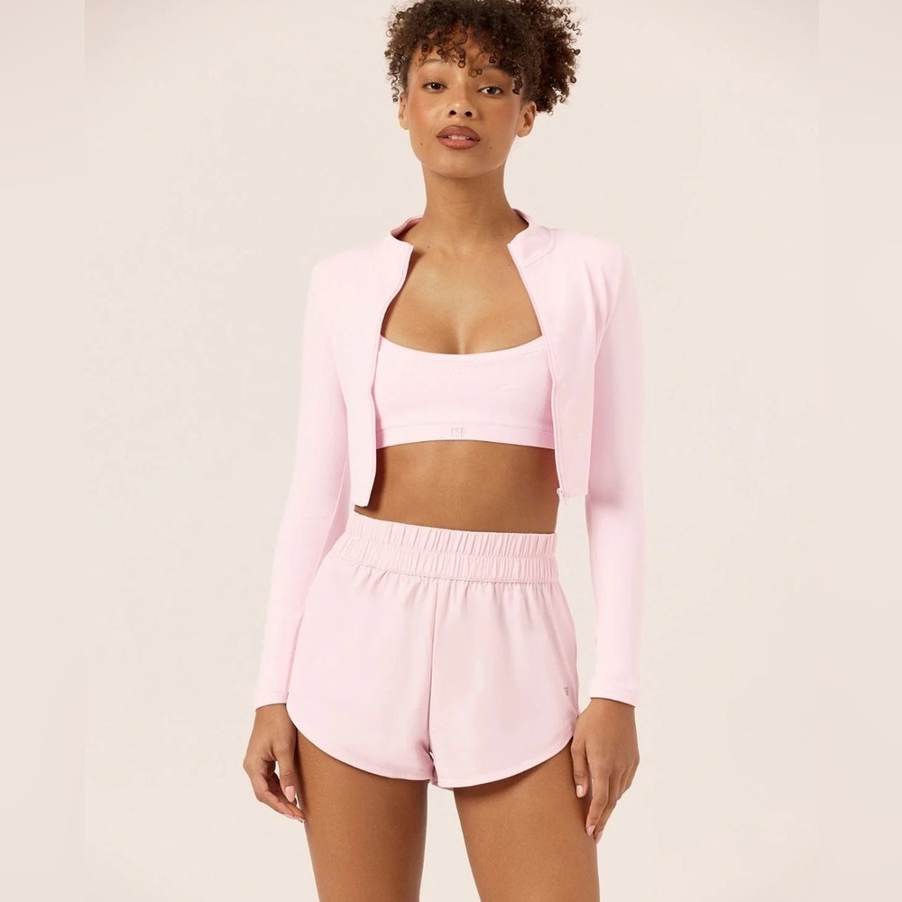 CSB workout crop zip up in blossom